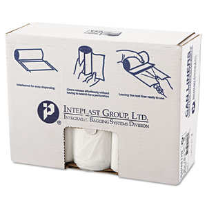 HIGH-DENSITY INTERLEAVED COMMERCIAL CAN LINERS, 45 GAL, 17 MICRONS, 40" X 48", CLEAR, 25 BAGS/ROLL, 10 ROLLS/CARTON by Inteplast Group