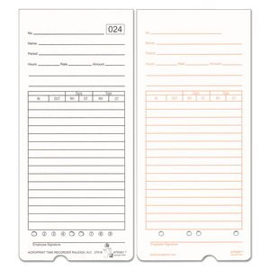 TIME CLOCK CARDS FOR ACROPRINT ATR480, TWO SIDES, 7.5 X 3.35, 50/PACK by Acroprint