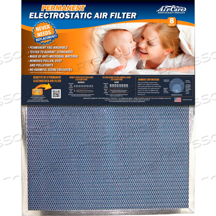 12"X24"X1" ELECTROSTATIC AIR FILTER - MERV 8 by Aircare 12"X24"X1" ELECTROSTATIC AIR FILTER - MERV 8 by Aircare