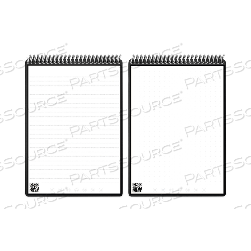 FLIP SMART NOTEPAD, BLACK COVER, LINED/DOT GRID RULE, 8.5 X 11, WHITE, 16 SHEETS by Rocketbook FLIP SMART NOTEPAD, BLACK COVER, LINED/DOT GRID RULE, 8.5 X 11, WHITE, 16 SHEETS by Rocketbook