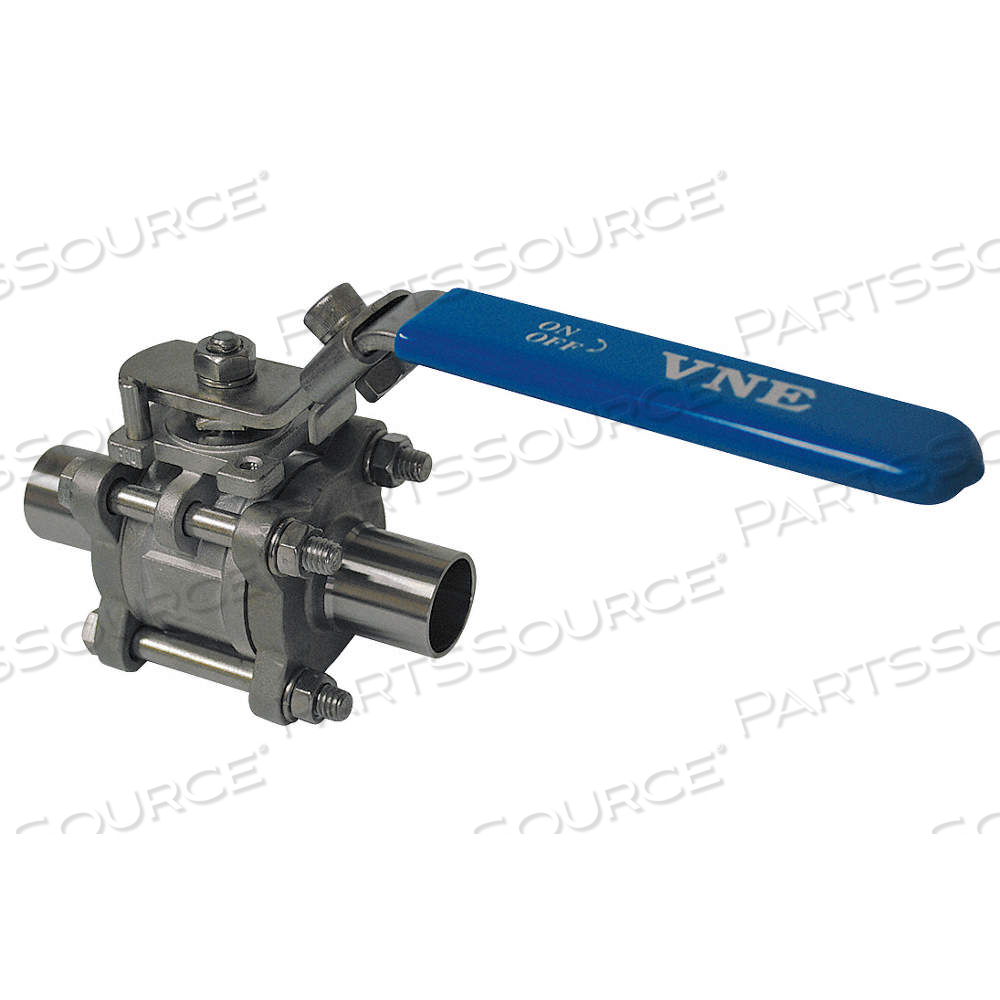 MANUAL TWO-WAY BALL VALVE, 3/4 IN, 316 STAINLESS STEEL, STRAIGHT, THREE-PIECE by Approved Vendor
