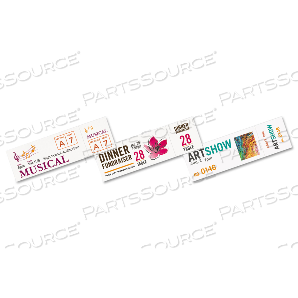 PRINTABLE TICKETS W/TEAR-AWAY STUBS, 97 BRIGHT, 65 LB COVER WEIGHT, 8.5 X 11, WHITE, 10 TICKETS/SHEET/PACK by Avery