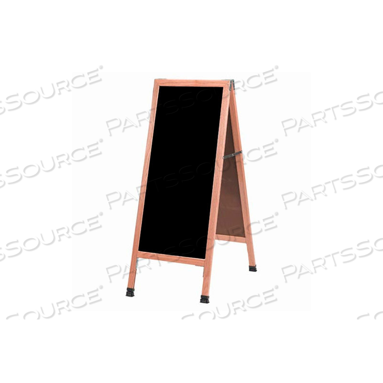 SOLID OAK A-FRAME SIDEWALK BLACK ACRYLIC BOARD - 18"W X 42"H 