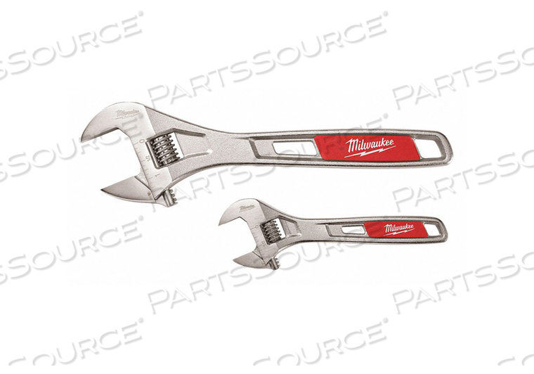 ADJUSTABLE WRENCH SET, ALLOY STEEL, CHROME, JAW CAPACITY 15/16 IN, 1 3/8 IN, YES, GROOVE, HANG HOLE, RANGE OF LENGTHS 6 IN TO 10 IN, PLAIN,  by Milwaukee Electric Tools