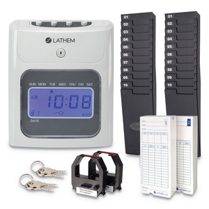 400E TOP-FEED TIME CLOCK BUNDLE, DIGITAL DISPLAY, WHITE by Lathem Time