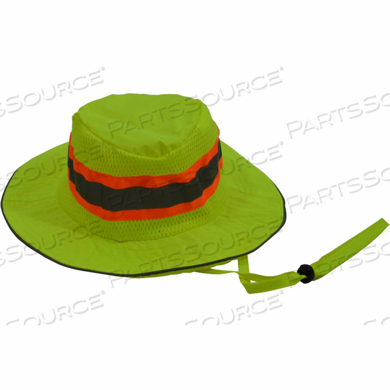 HI-VISIBILITY FULL BRIMMED RANGER HAT, POLYESTER MESH/OXFORD, LIME, L/XL by Petra Roc Inc