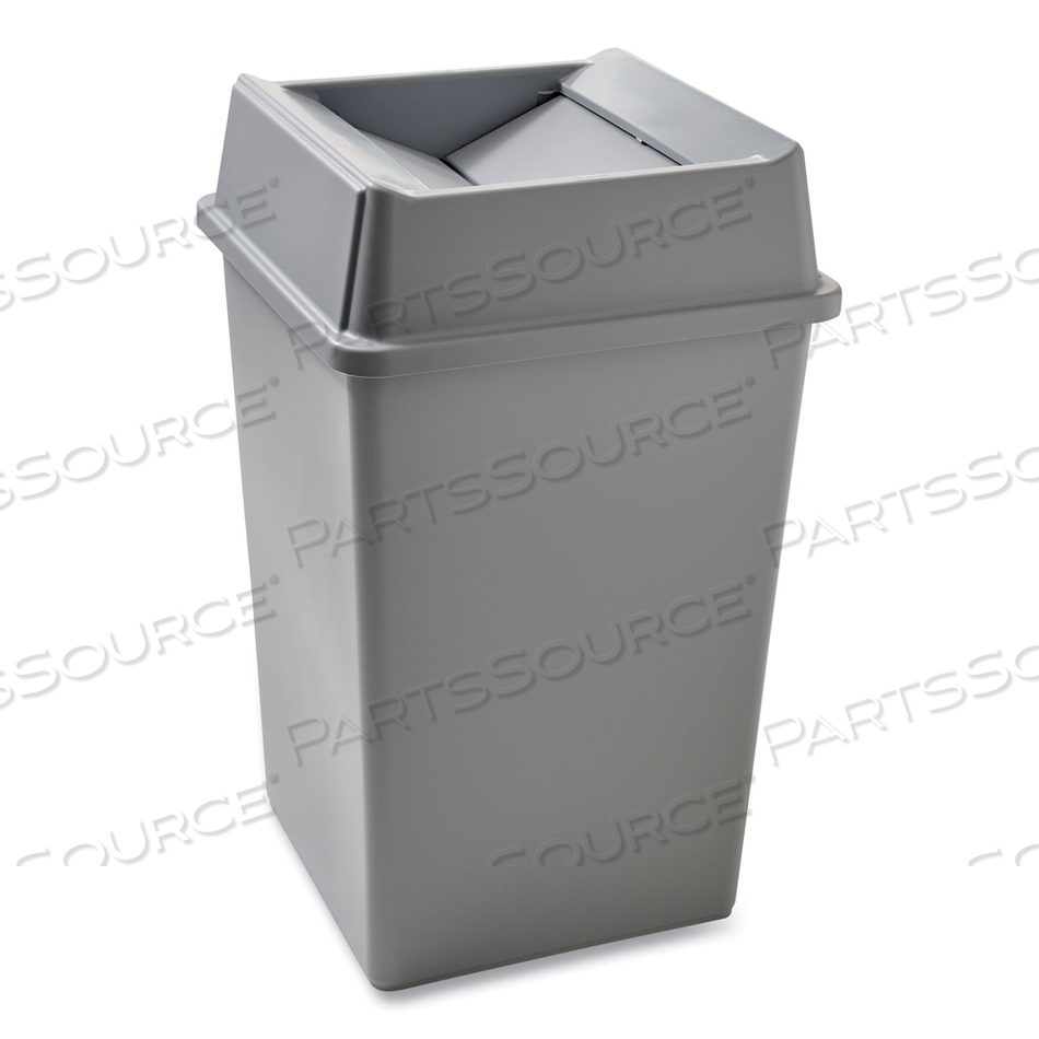 UNTOUCHABLE SQUARE WASTE RECEPTACLE, 35 GAL, PLASTIC, GRAY by Rubbermaid Medical Division