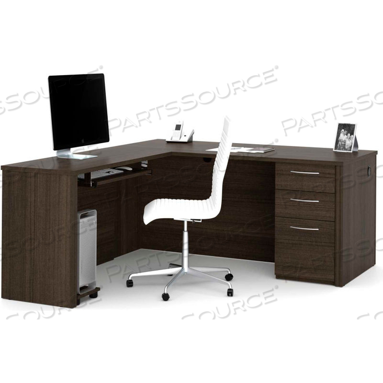 L-SHAPED DESK WITH KEYBOARD SHELF - 66" - DARK CHOCOLATE - EMBASSY SERIES by Bestar Technologies, Inc. L-SHAPED DESK WITH KEYBOARD SHELF - 66" - DARK CHOCOLATE - EMBASSY SERIES by Bestar Technologies, Inc.