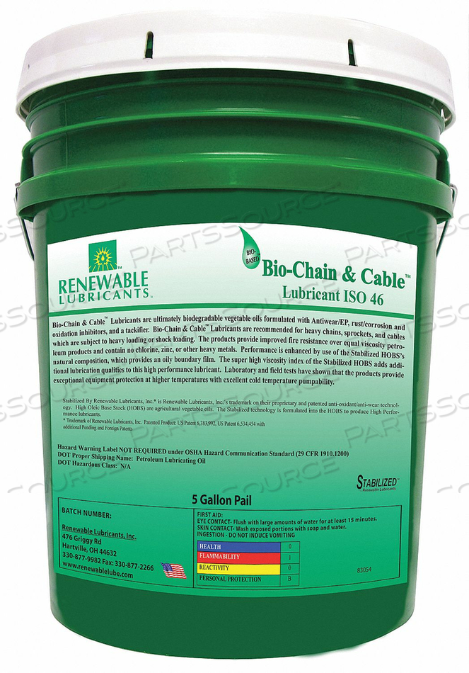 CHAIN  CABLE LUBRICANT 5 GAL by Renewable Lubricants