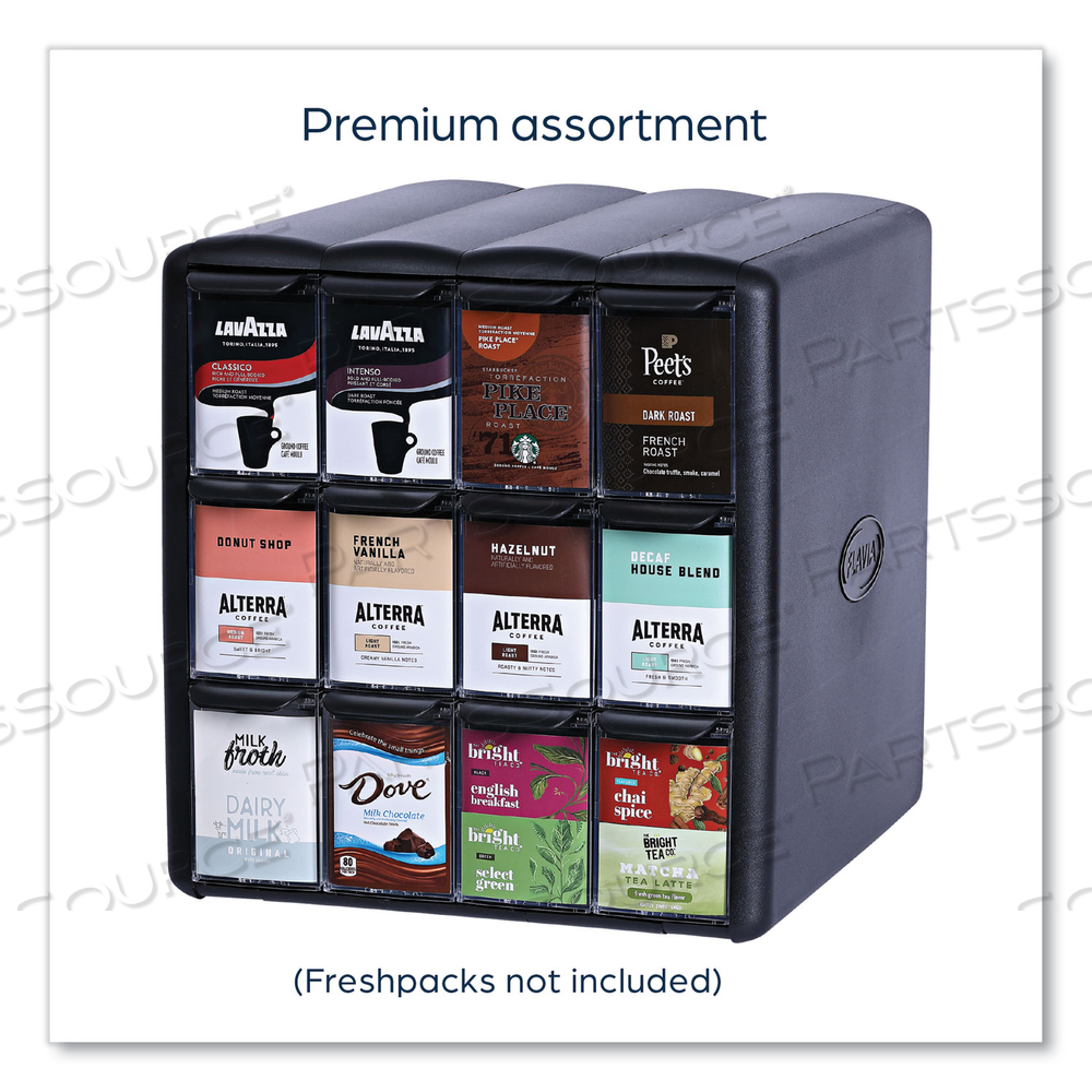 FOUR COLUMN MERCHANDISER, 12 COMPARTMENTS, 15.2 X 17.2 X 16.3, BLACK by FLAVIA