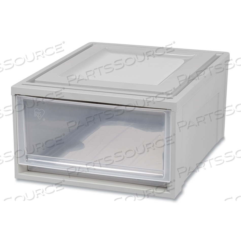 STACKABLE STORAGE DRAWER, 7.75 GAL, 15.75" X 19.62" X 9", GRAY/TRANSLUCENT FROST by Iris USA, Inc STACKABLE STORAGE DRAWER, 7.75 GAL, 15.75" X 19.62" X 9", GRAY/TRANSLUCENT FROST by Iris USA, Inc