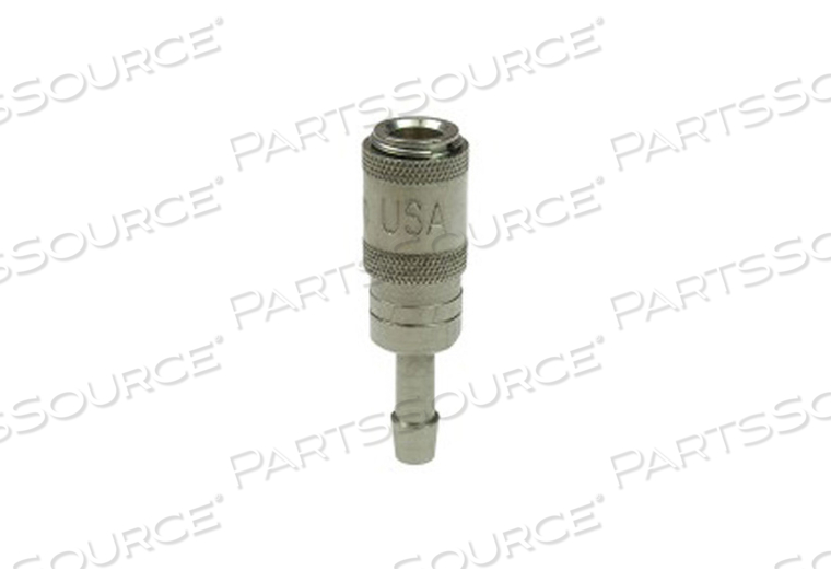 NON-VALVED COUPLER, 3/16 IN ID, 7/64 IN OD, 3/16 IN HOSE BARB, BRASS PLATED 