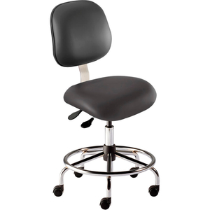 ANTIMICROBIAL STOOL, 21"-28" SEAT HEIGHT, BLACK VINYL - CHROME STEEL BASE - ELITE SERIES by Biofit Engineered Products