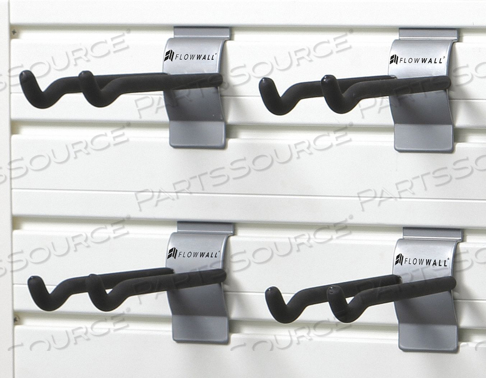 LONG HOOK HANGING 40 LB. GRAY/BLACK PK4 by Flow Wall LONG HOOK HANGING 40 LB. GRAY/BLACK PK4 by Flow Wall