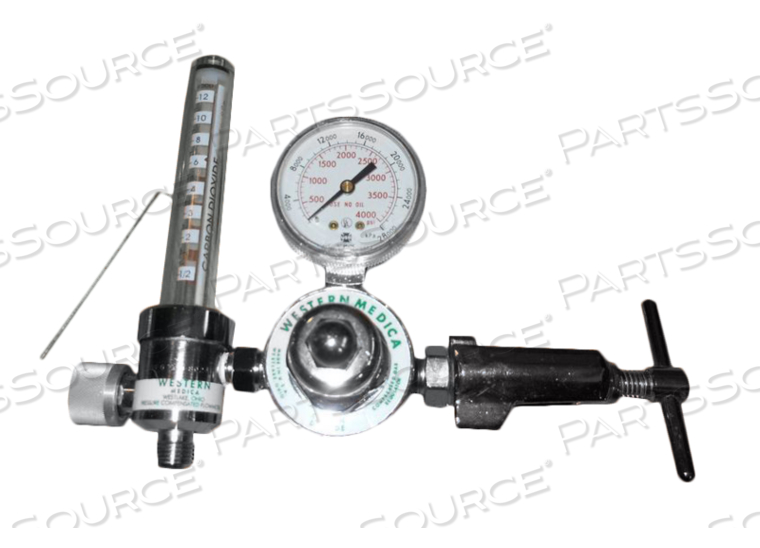 1/2 TO 12L/MIN CHROME-PLATED BRASS SINGLE STAGE FLOWMETER REGULATOR WITH CGA-940 YOKE INLET by Western Enterprises