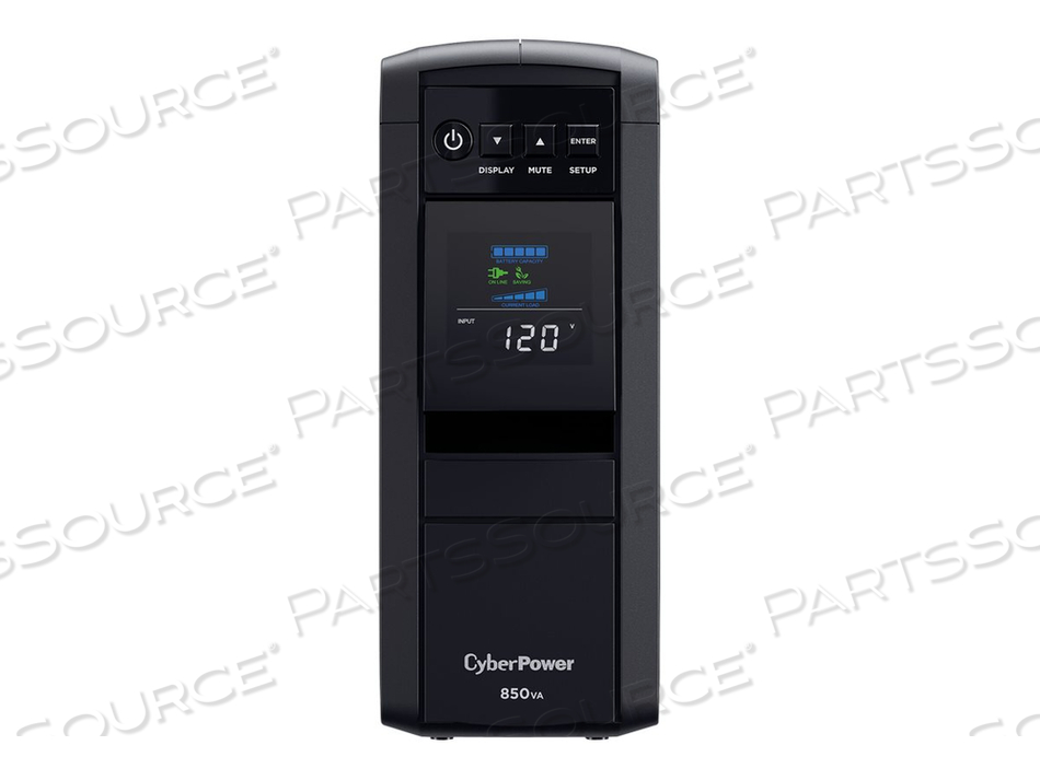 PFC SINEWAVE UPS SERIES CP850PFCLCD, UPS, AC 120 V, 510 WATT, 850 VA, 9 AH, RS-232, USB, OUTPUT CONNECTORS: 10, BLACK by CyberPower