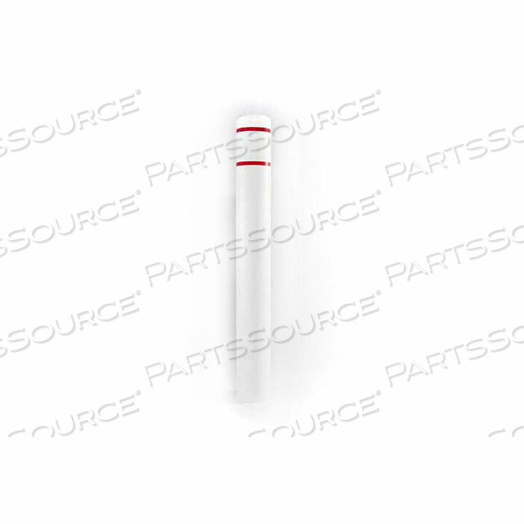 BOLLARD COVER, 7" DIA. X 52"H, WHITE W/ RED TAPE by Post Guard BOLLARD COVER, 7" DIA. X 52"H, WHITE W/ RED TAPE by Post Guard