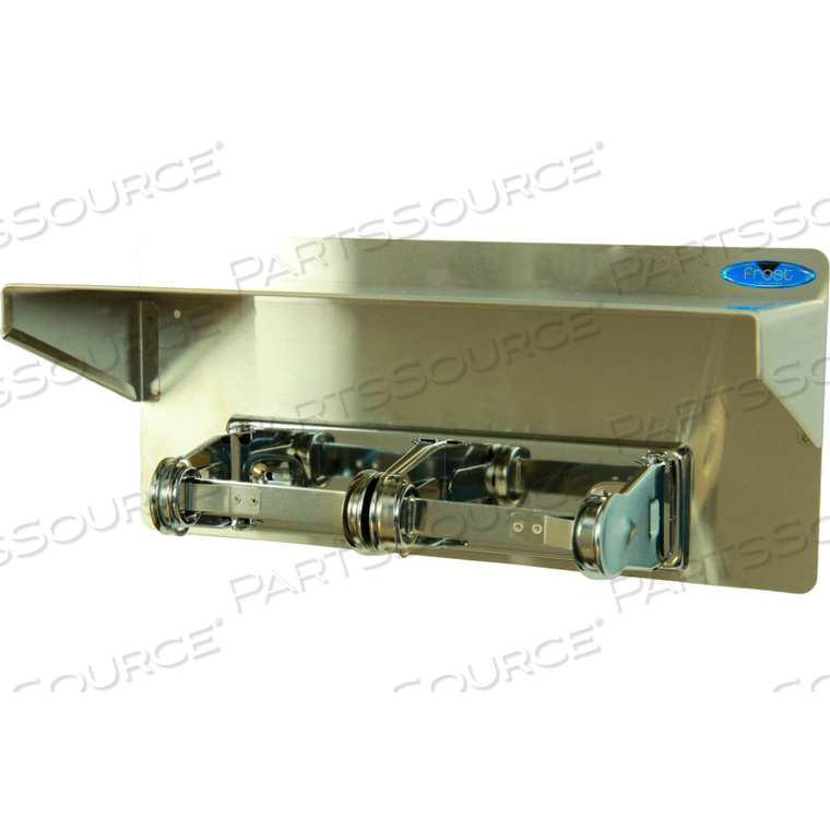 STANDARD DOUBLE TOILET TISSUE HOLDER W/SHELF - STAINLESS STEEL by Frost Products Ltd STANDARD DOUBLE TOILET TISSUE HOLDER W/SHELF - STAINLESS STEEL by Frost Products Ltd