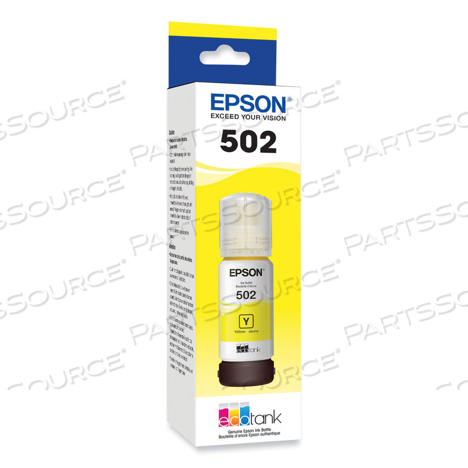 EPSON 502 WITH SENSOR - YELLOW - ORIGINAL - INK TANK - FOR ECOTANK ET-2700, ET-2750, ET-3700, ET-3750, ET-4750, EXPRESSION ET-2700, ET-2750, ET-3700 