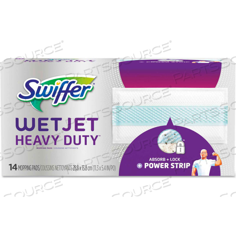 WETJET SYSTEM HEAVY DUTY REFILL PADS, 11.3" X 5.4" - WHITE, 14/BOX 