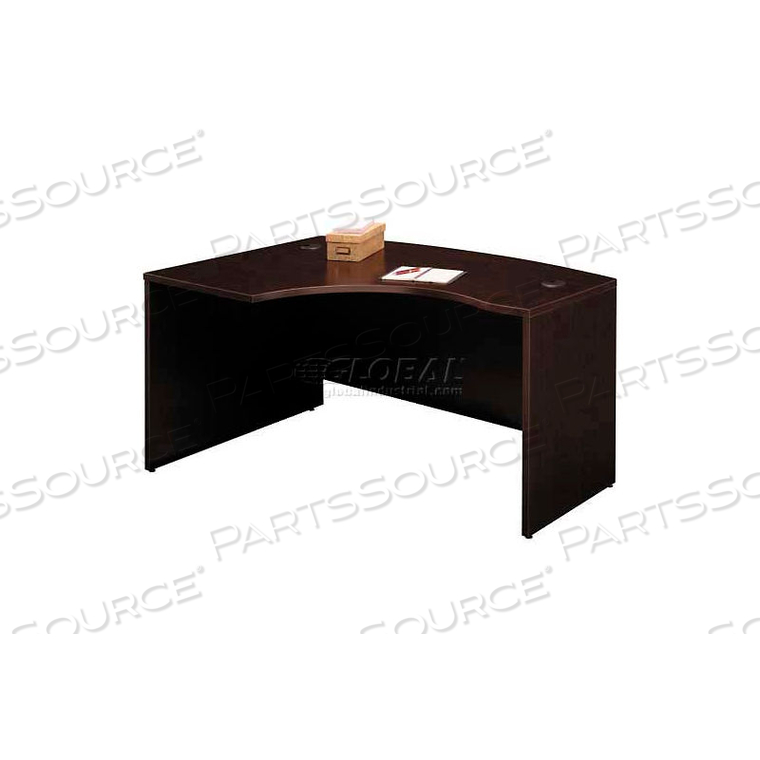 LEFT HAND WOOD DESK WITH BOW FRONT - MOCHA CHERRY - SERIES C 