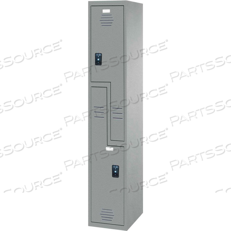 STORAGE DOUBLE TIER 2 DOOR TRADITIONAL PLASTIC LOCKER, 12"WX15"DX72"H, CREAM, ASSEMBLED by Asi Group
