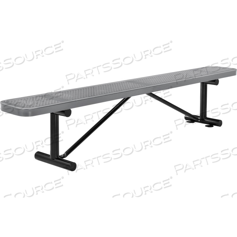 8 FT. OUTDOOR STEEL FLAT BENCH - PERFORATED METAL - GRAY by Approved Vendor