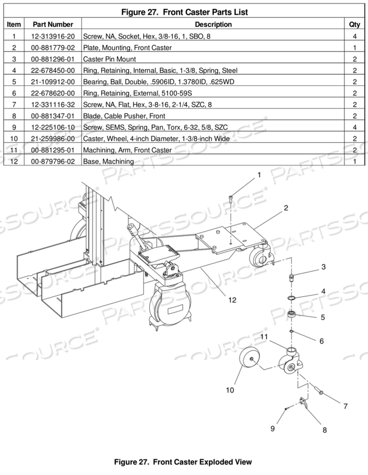 MACHINING ARM FRONT CASTER 