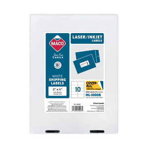 COVER-ALL OPAQUE LASER/INKJET SHIPPING LABELS, INKJET/LASER PRINTERS, 2 X 4, WHITE, 10 LABELS/SHEET, 250 SHEETS/BOX by Maco