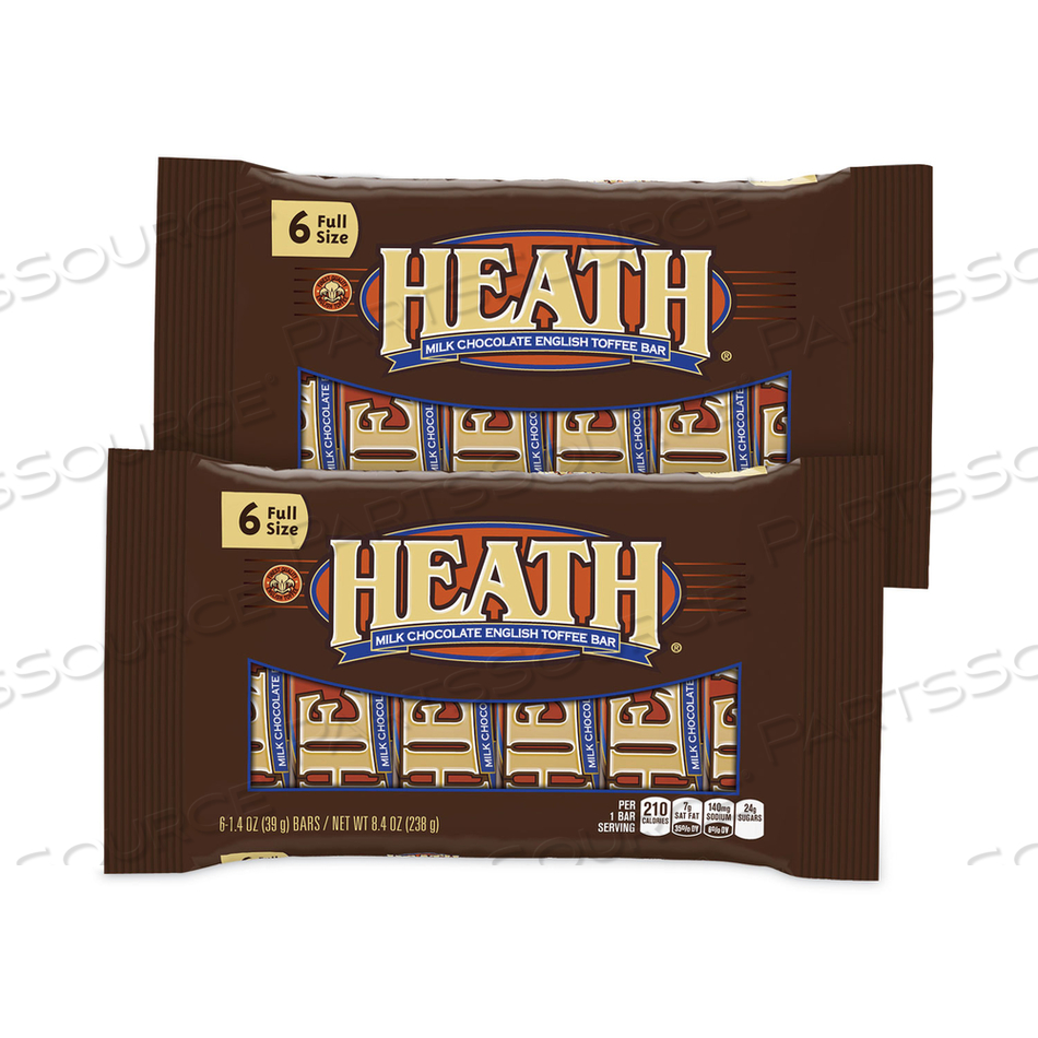 MILK CHOCOLATE ENGLISH TOFFEE CANDY BAR, 1.4 OZ BAR, 6 BARS/PACK, 2 PACKS/BOX 