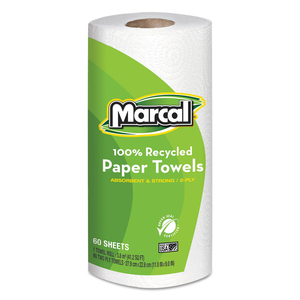 100% PREMIUM RECYCLED KITCHEN ROLL TOWELS, 2-PLY, 11 X 9, WHITE, 60 SHEETS by Marcal 100% PREMIUM RECYCLED KITCHEN ROLL TOWELS, 2-PLY, 11 X 9, WHITE, 60 SHEETS by Marcal