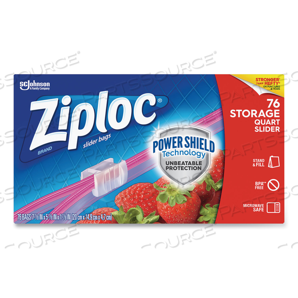 SLIDER STORAGE BAGS, 1 QT, 5.88" X 7.88", CLEAR, 76 BAGS/BOX by Ziploc SLIDER STORAGE BAGS, 1 QT, 5.88" X 7.88", CLEAR, 76 BAGS/BOX by Ziploc