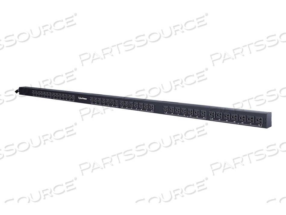 BASIC SERIES PDU13101, POWER DISTRIBUTION UNIT (RACK-MOUNTABLE), AC 208 V, 5.7 KW, 3-PHASE, INPUT: NEMA L21-20P, OUTPUT CONNECTORS: 42 (NEMA by CyberPower BASIC SERIES PDU13101, POWER DISTRIBUTION UNIT (RACK-MOUNTABLE), AC 208 V, 5.7 KW, 3-PHASE, INPUT: NEMA L21-20P, OUTPUT CONNECTORS: 42 (NEMA by CyberPower