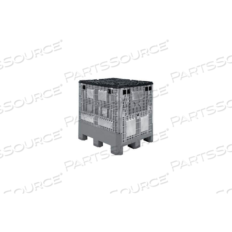 BUCKHORN FOLDING BULK SHIPPING CONTAINER - 48"L X 40"W X 46"H, 1200 LB. CAP. GRAY by Akro-Mils / Myers Industries, Inc