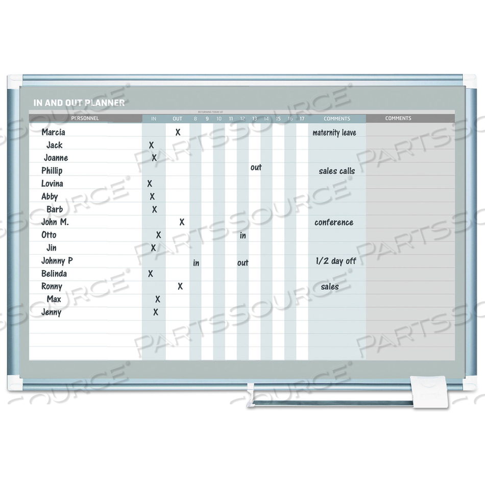 IN-OUT MAGNETIC DRY ERASE BOARD, 36X24, SILVER FRAME by MasterVision
