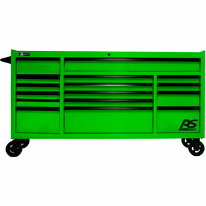 RS PRO SERIES 72"W X 24"D X 40-3/8"H 16 DRAWER GREEN ROLLER TOOL CABINET by Homak Manufacturing