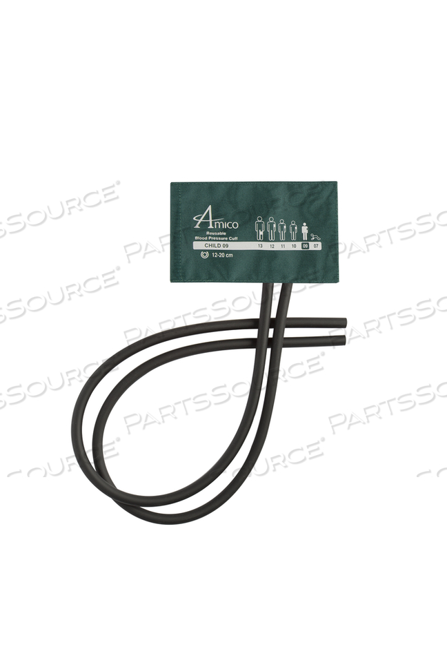 CHILD 2-PIECE BLOOD PRESSURE CUFF, 2 TUBE LF, GREEN, SCREW MALE X SCREW MALE by Amico Accessories