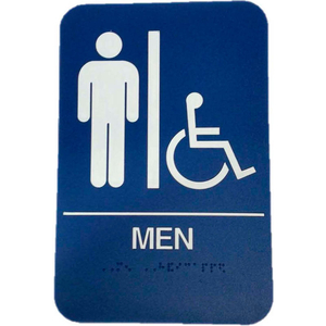 MEN'S HANDICAP ADA SIGN, 6" X 9", BLUE WITH RAISED WHITE LETTERING by Don-Jo Mfg., Inc.