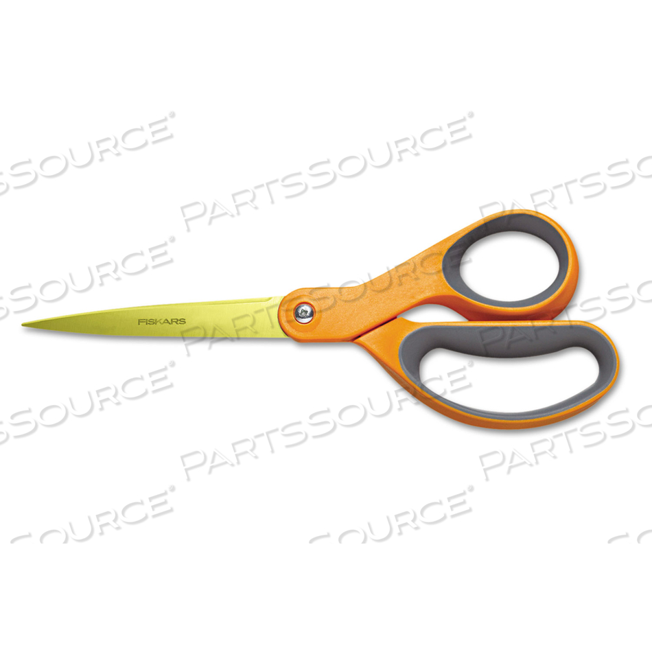 PREMIER CLASSIC SCISSORS, 8" LONG, ORANGE STRAIGHT HANDLE 