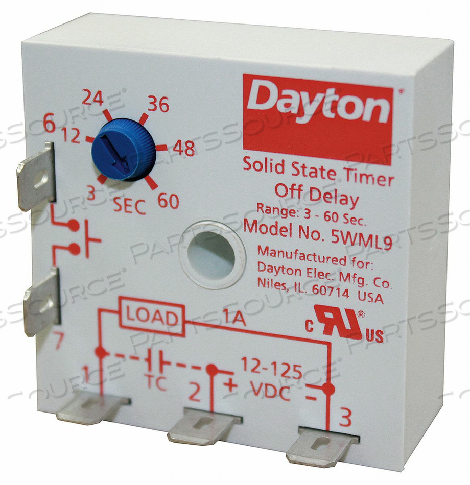 ENCAPSULATED TIMING RELAY 12 TO125VDC 1A by DAYTON ELECTRIC MANUFACTURING CO