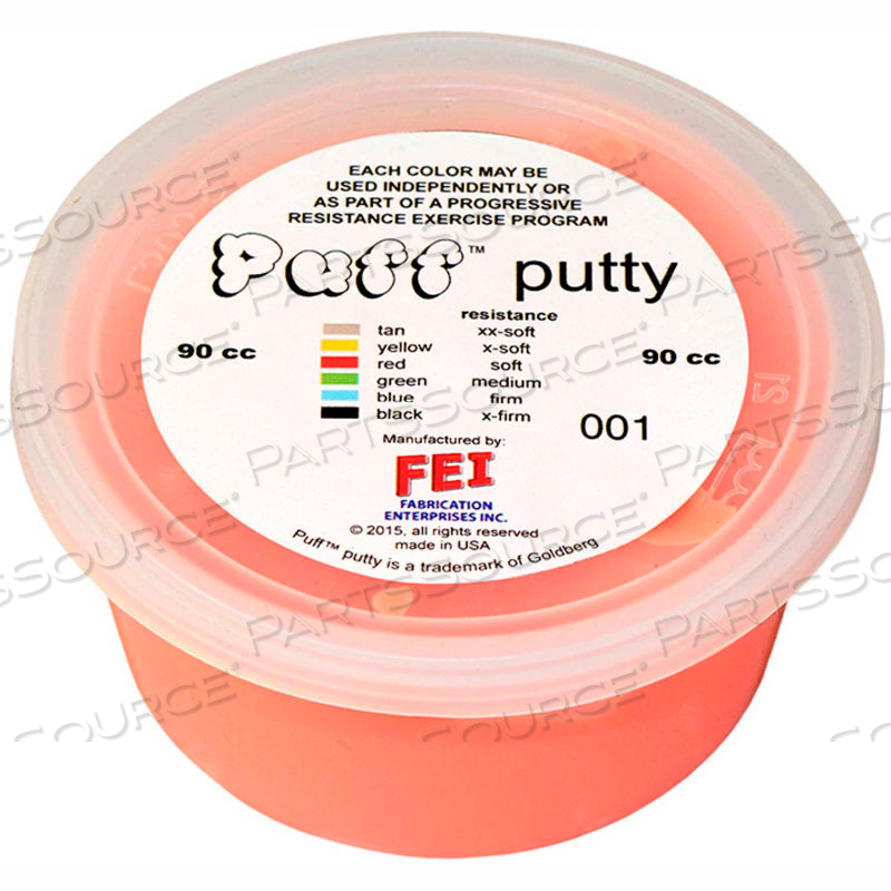 PUFF LITE COLOR-CODED EXERCISE PUTTY, SOFT, RED, 90CC by Fabrication Enterprises