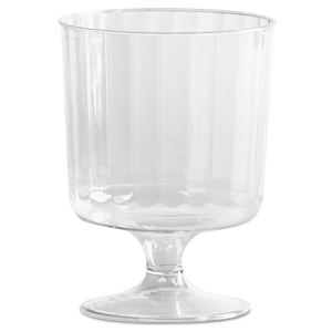 CLASSIC CRYSTAL PLASTIC WINE GLASSES ON PEDESTALS, 5 OZ, CLEAR, FLUTED, 10/PACK, 24 PACKS/CARTON by WNA