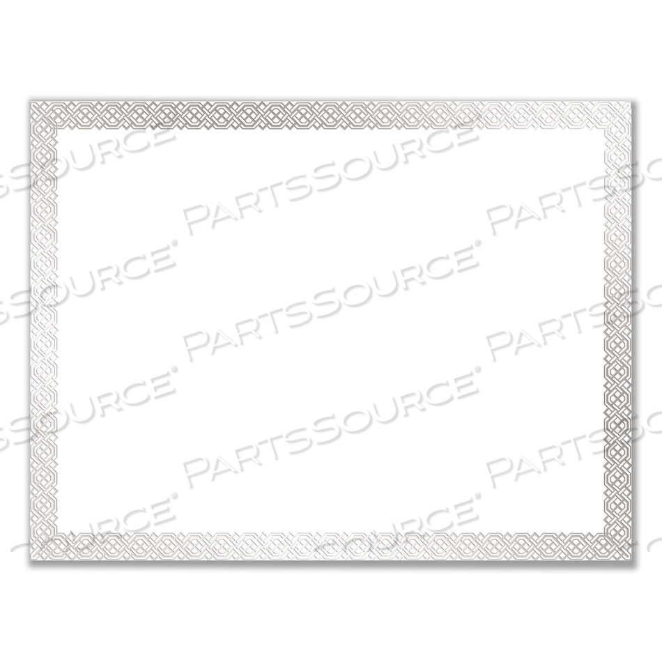 FOIL BORDER CERTIFICATES, 8.5 X 11, WHITE/SILVER WITH BRAIDED SILVER BORDER by Great Papers