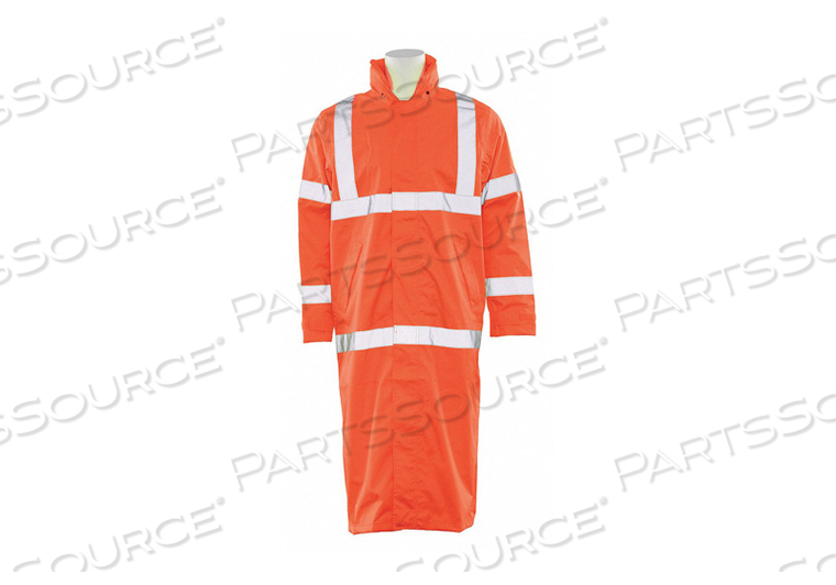 S163 ANSI CLASS 3 LONG RAINCOAT HI VIS ORANGE, XL by ERB Safety S163 ANSI CLASS 3 LONG RAINCOAT HI VIS ORANGE, XL by ERB Safety