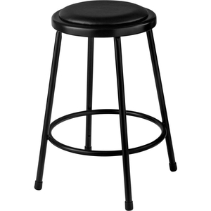 INTERION 24"H STEEL WORK STOOL WITH VINYL SEAT - BACKLESS - BLACK - PACK OF 2 by National Public Seating