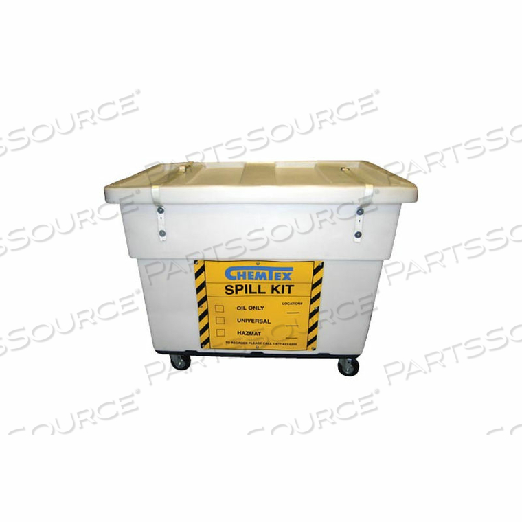 LARGE SPILL CART ON WHEELS, OIL ONLY, 4" CASTERS 