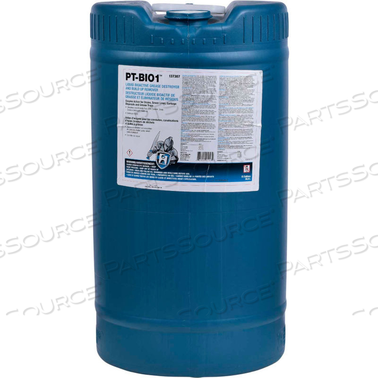 PT-BIO1 BIOACTIVE GREASE DESTROYER & BUILD UP REMOVER, 15 GALLON DRUM 