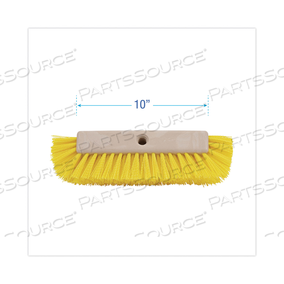 DUAL-SURFACE SCRUB BRUSH, YELLOW POLYPROPYLENE BRISTLES, 10" BRUSH, PLASTIC HANDLE by Boardwalk