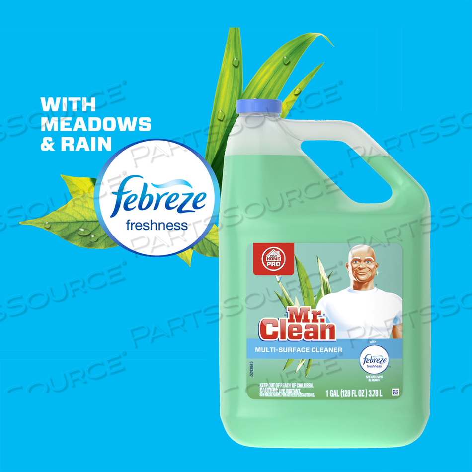 MULTIPURPOSE CLEANING SOLUTION WITH FEBREZE, 128 OZ BOTTLE, MEADOWS AND RAIN SCENT 