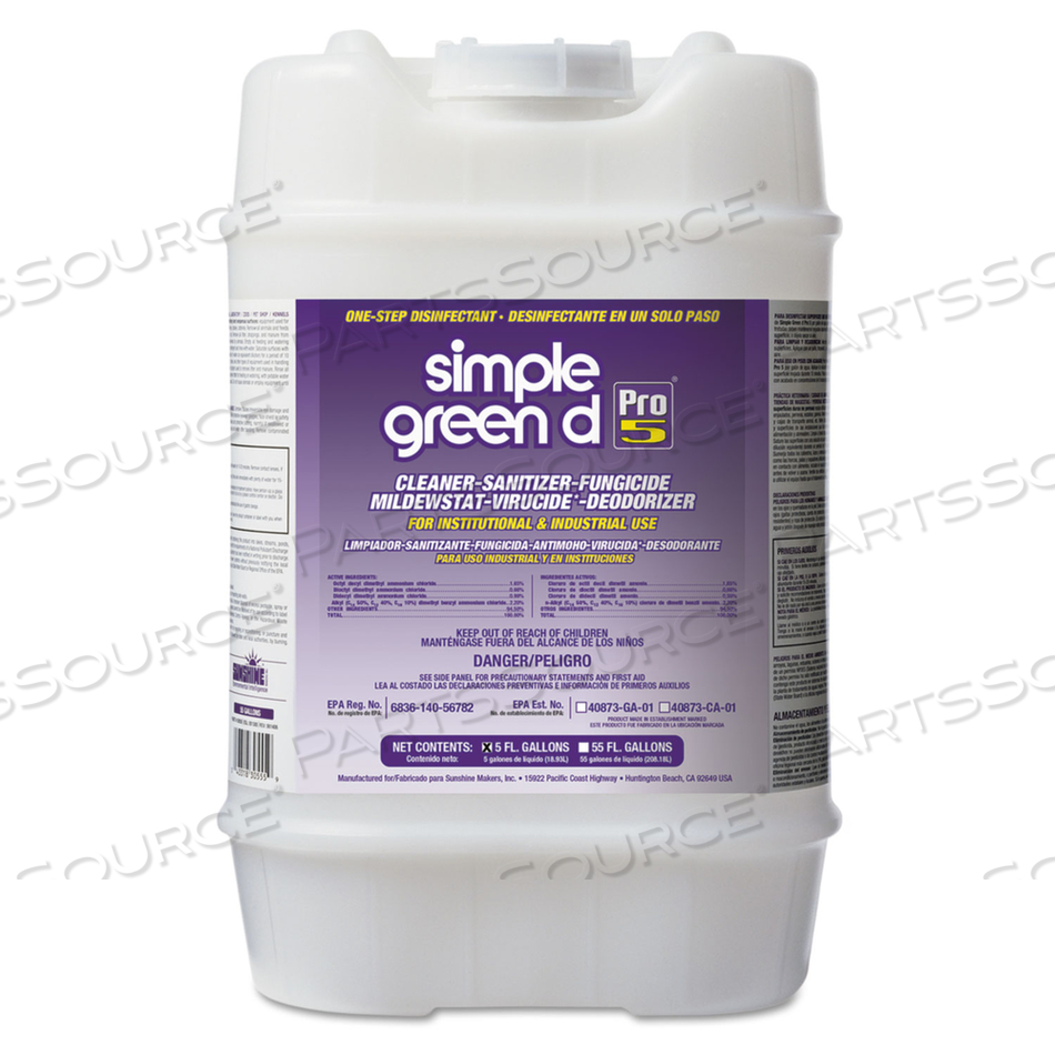 LIQ. DISINFECT. AND SANITIZER 5 GAL.PAIL by Simple Green